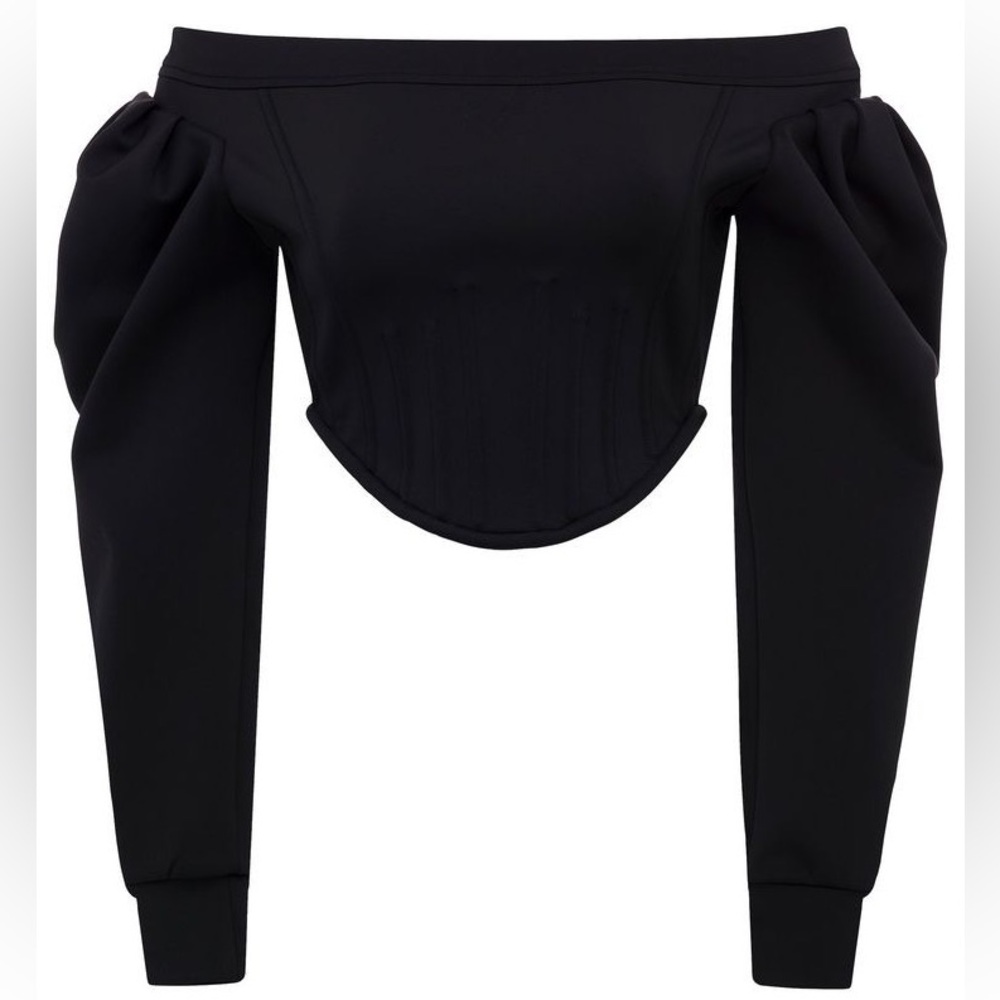Heiress Beverly Hills black long sleeves corset crop top XS NWT